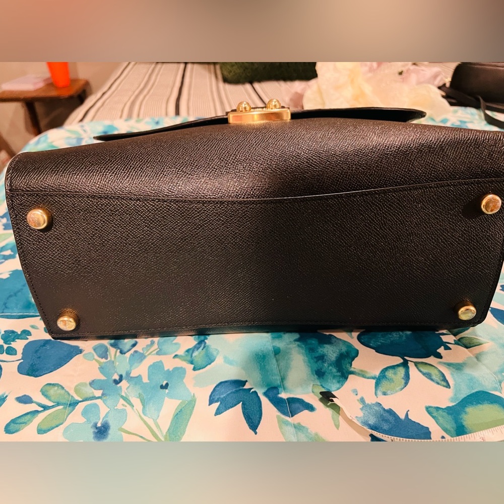 Coach Purse! Full size! Lots of pockets! Gorgeous black with gold grommet detail - Picture 3 of 5